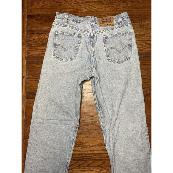 VTG Levis Jeans Mens 550 34x32  Light Wash Relaxed Fit Upside Down Orange Tag - Picture 12 of 14